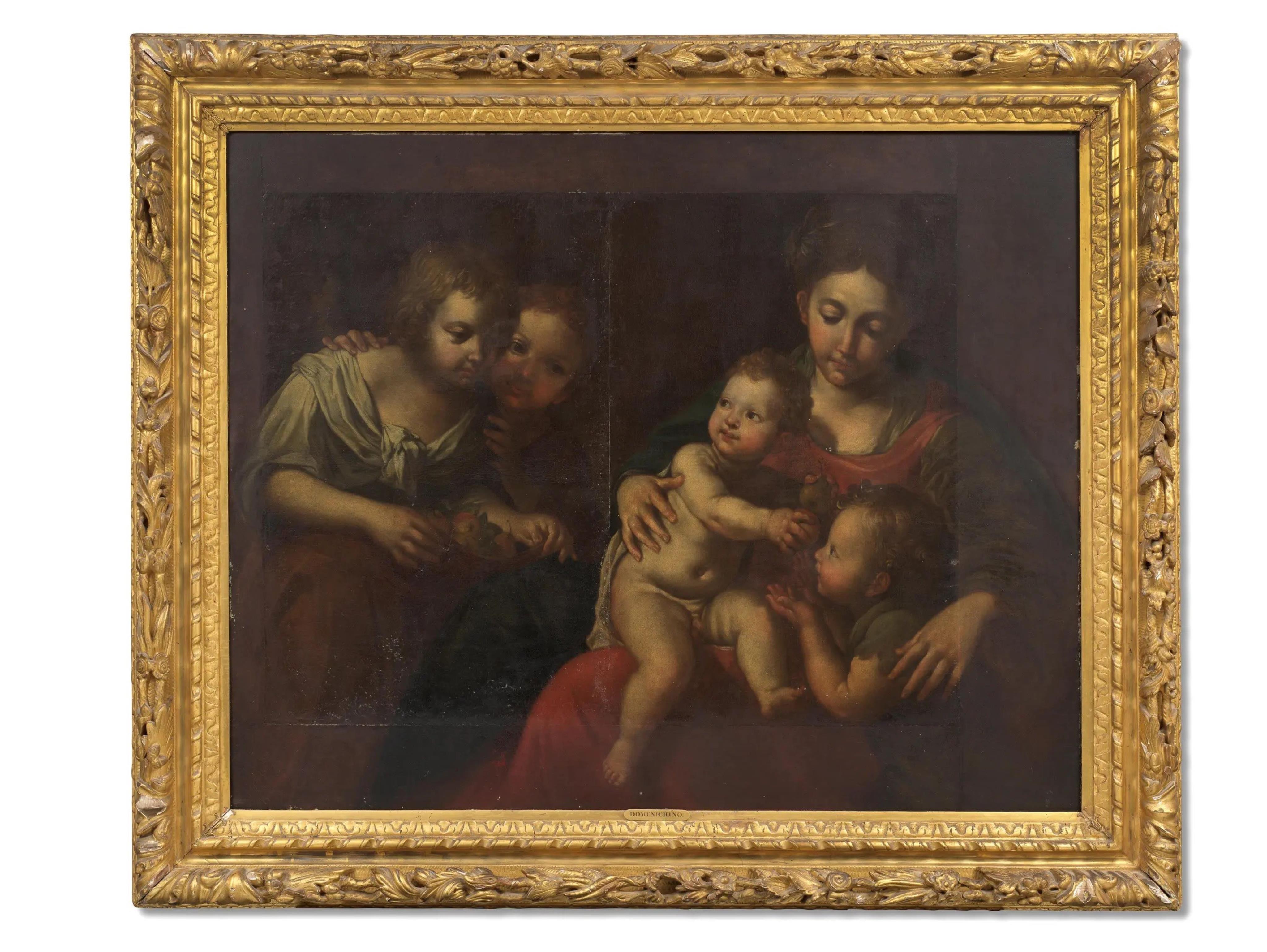 Circle of Domenico Zampieri, called il Domenichino, Italian 1581-1641, 'The Madonna and Child with the infant Saint John the Baptist and Angels'